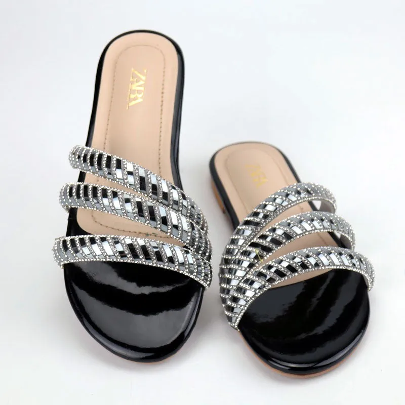 Shiny Metallic Straps Fancy Causal Slipper #1028 #22