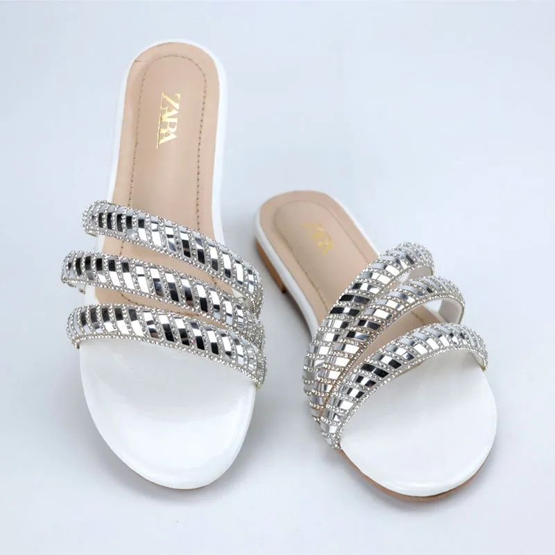 Shiny Metallic Straps Fancy Causal Slipper #1028 #22