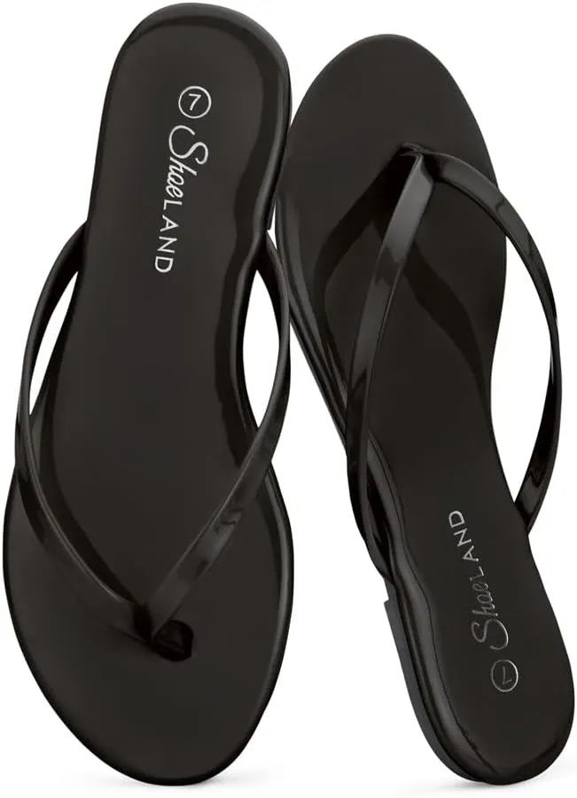 Shoe Land Flip Flops for Women 2025 - Memory Foam Slides & Flat Sandals | Ultra-Comfortable Thong Lightweight Summer Shoes for Beach, Pool & Dressy Outfits