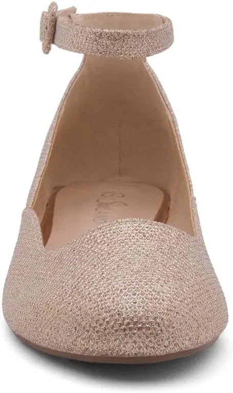Shoe Land SL-August Womens Flats – Round Toe Ballet Flat Shoes | Low Wedge & Ankle Strap | Dressy & Comfortable Slip-On Flats for Work, Office, Party
