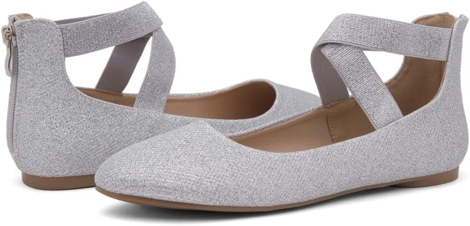 Shoe Land Women's Flats – Dressy & Casual Almond Toe Flat Shoes with Elastic Ankle Strap, Comfortable Slip-On Ballet Flats for Work, Office & Special Occasions