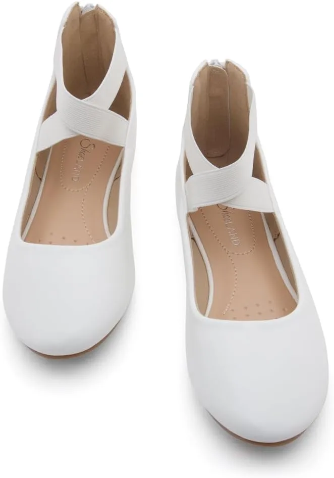 Shoe Land Women's Flats – Dressy & Casual Almond Toe Flat Shoes with Elastic Ankle Strap, Comfortable Slip-On Ballet Flats for Work, Office & Special Occasions