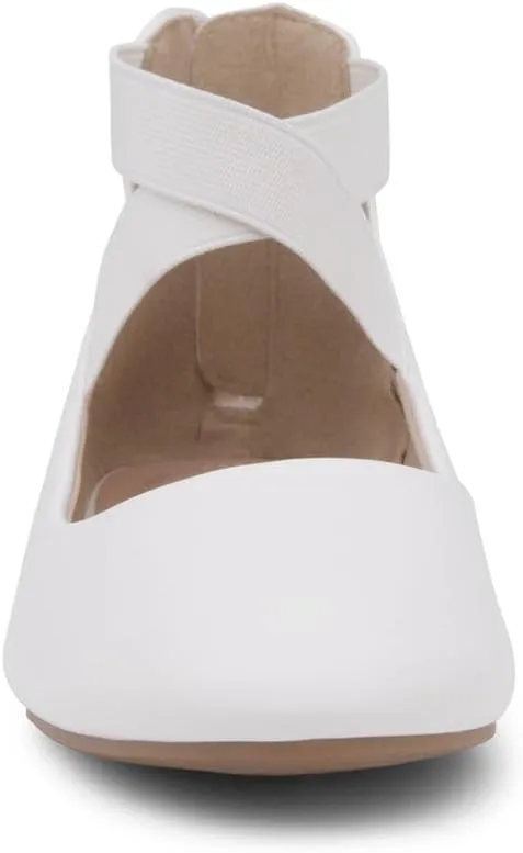 Shoe Land Women's Flats – Dressy & Casual Almond Toe Flat Shoes with Elastic Ankle Strap, Comfortable Slip-On Ballet Flats for Work, Office & Special Occasions
