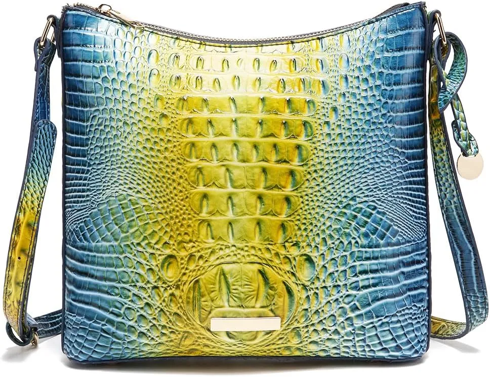 Shoulder Crocodile Flat Handbags for Women trendy Ladies Shoulder Bag Embossed Pattern Leather Crossbody Purse