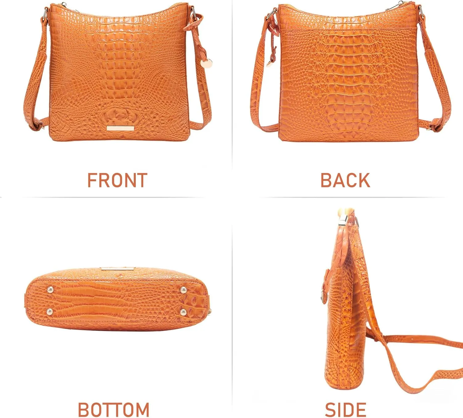 Shoulder Crocodile Flat Handbags for Women trendy Ladies Shoulder Bag Embossed Pattern Leather Crossbody Purse