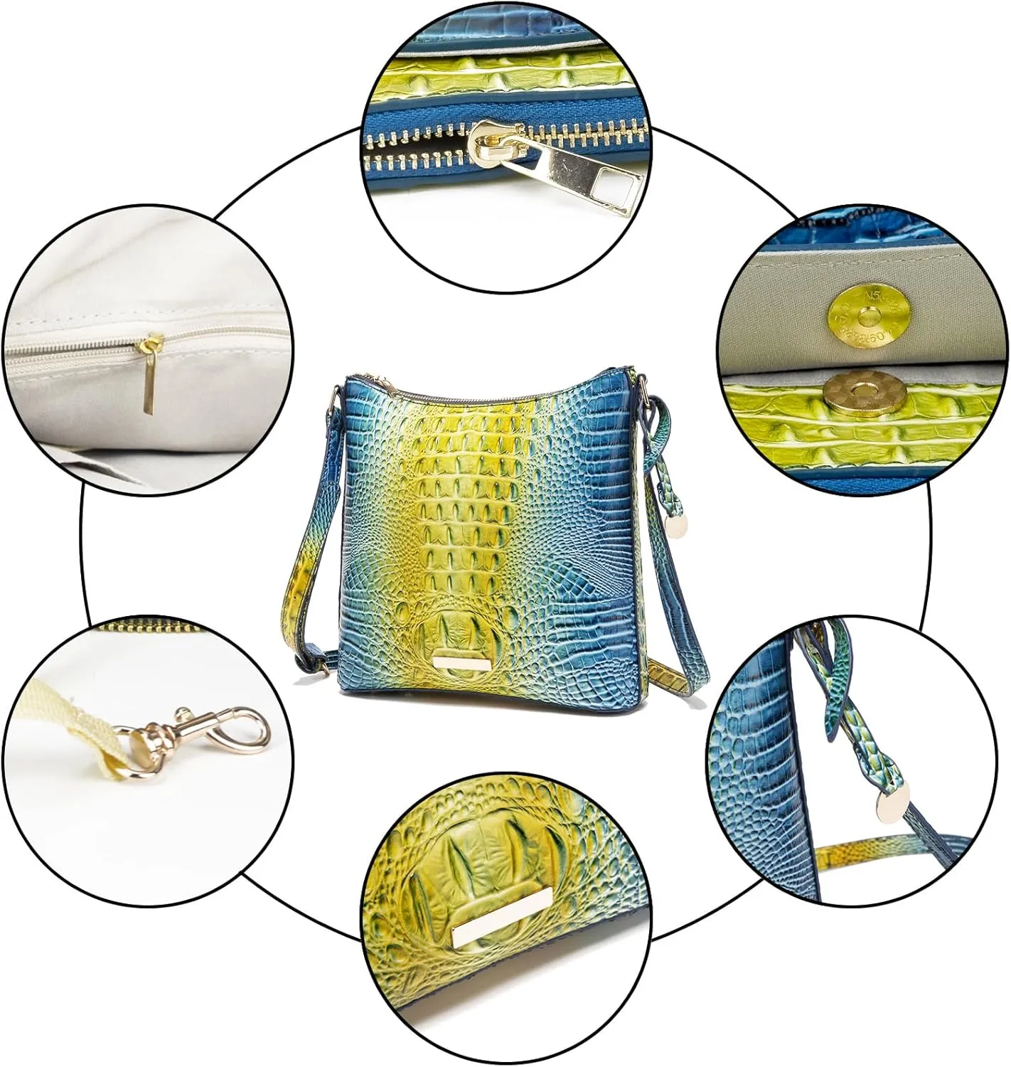 Shoulder Crocodile Flat Handbags for Women trendy Ladies Shoulder Bag Embossed Pattern Leather Crossbody Purse