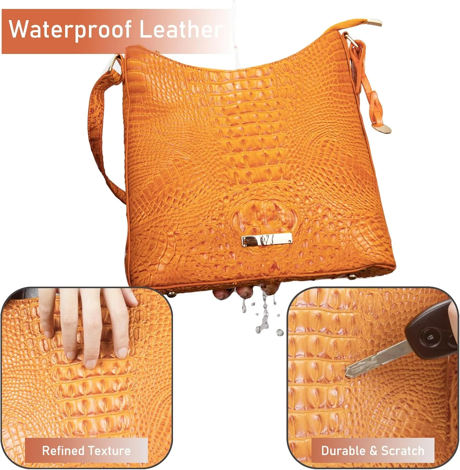 Shoulder Crocodile Flat Handbags for Women trendy Ladies Shoulder Bag Embossed Pattern Leather Crossbody Purse