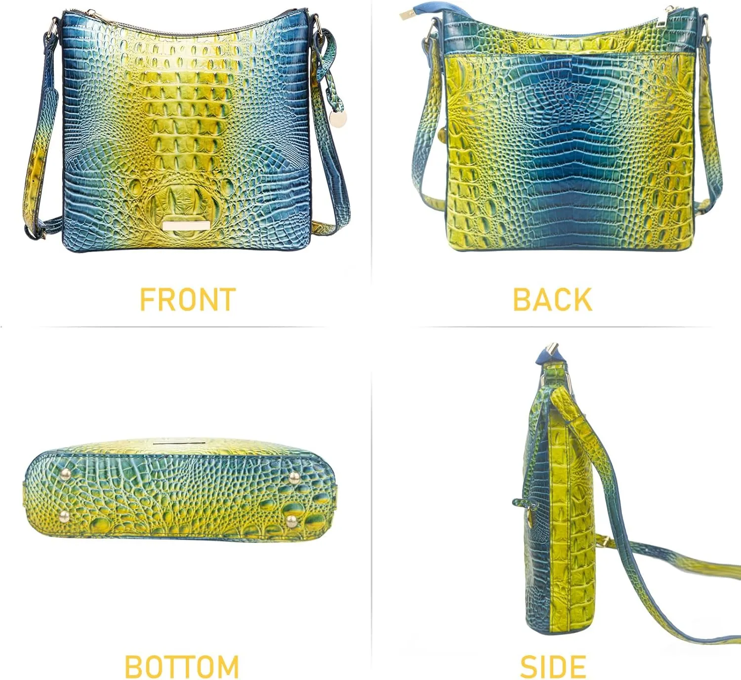 Shoulder Crocodile Flat Handbags for Women trendy Ladies Shoulder Bag Embossed Pattern Leather Crossbody Purse