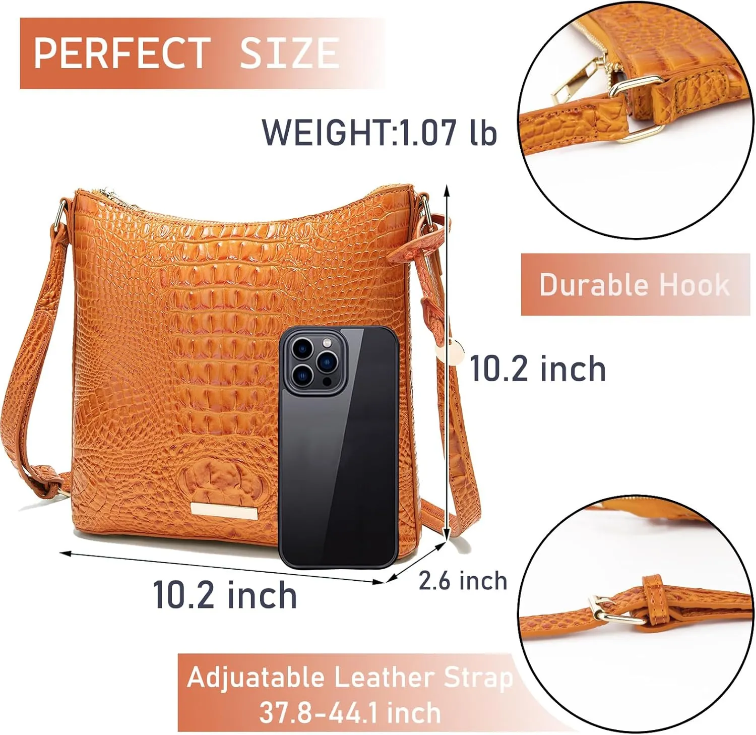 Shoulder Crocodile Flat Handbags for Women trendy Ladies Shoulder Bag Embossed Pattern Leather Crossbody Purse