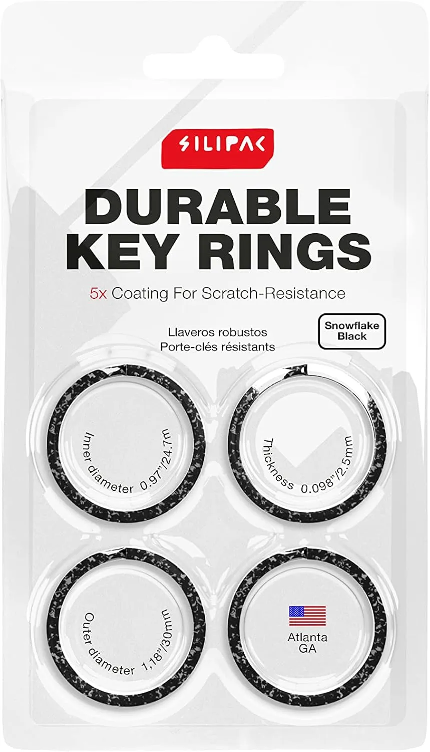 Silipac Stylish Key Rings 1.18 in Scratch-Resistant Coating - Premium Flat Durable Keychain Ring Crafts, Car Keys (pack of 4)