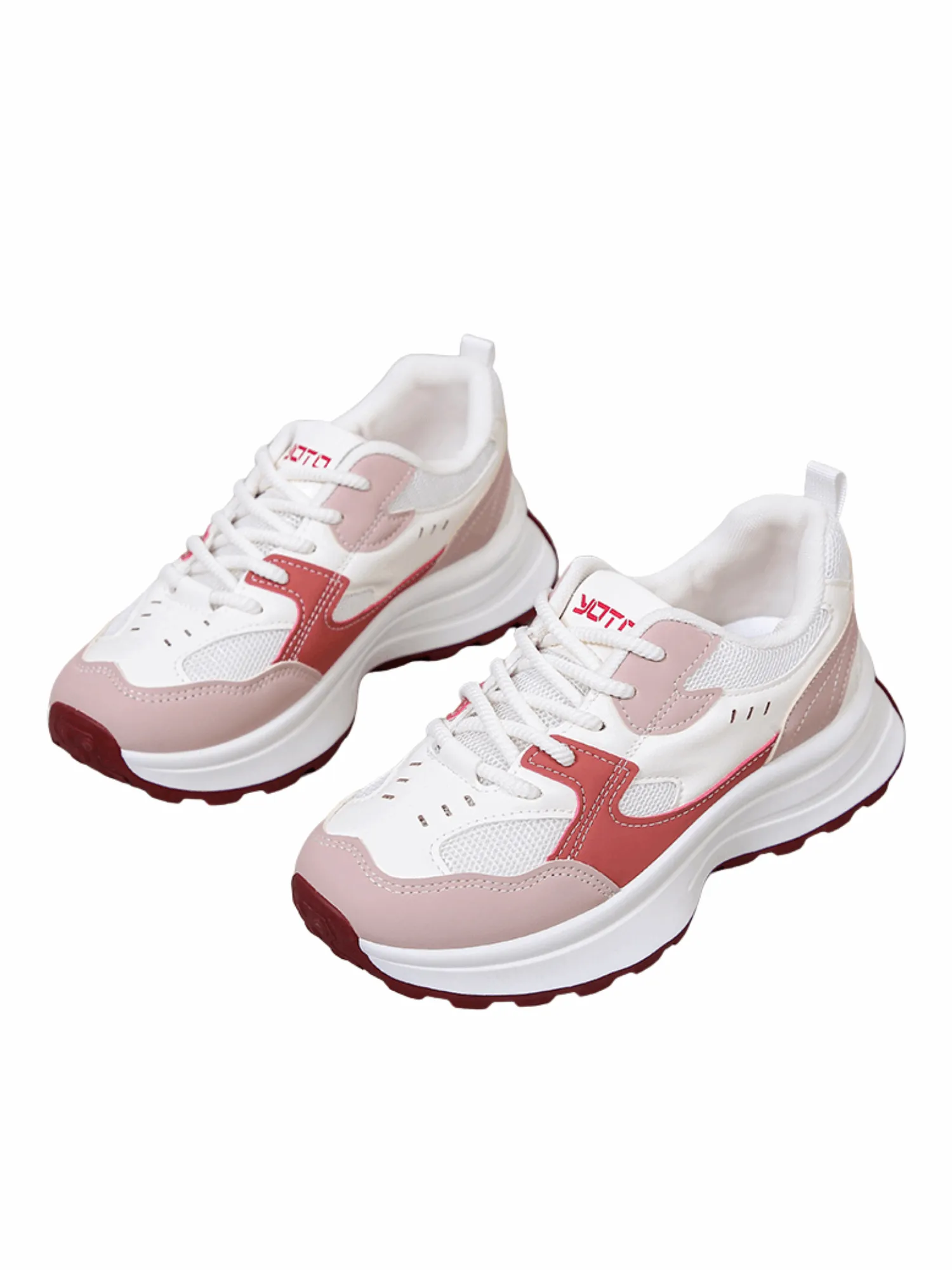 Simple Gear Lace-up Sneakers-Beige