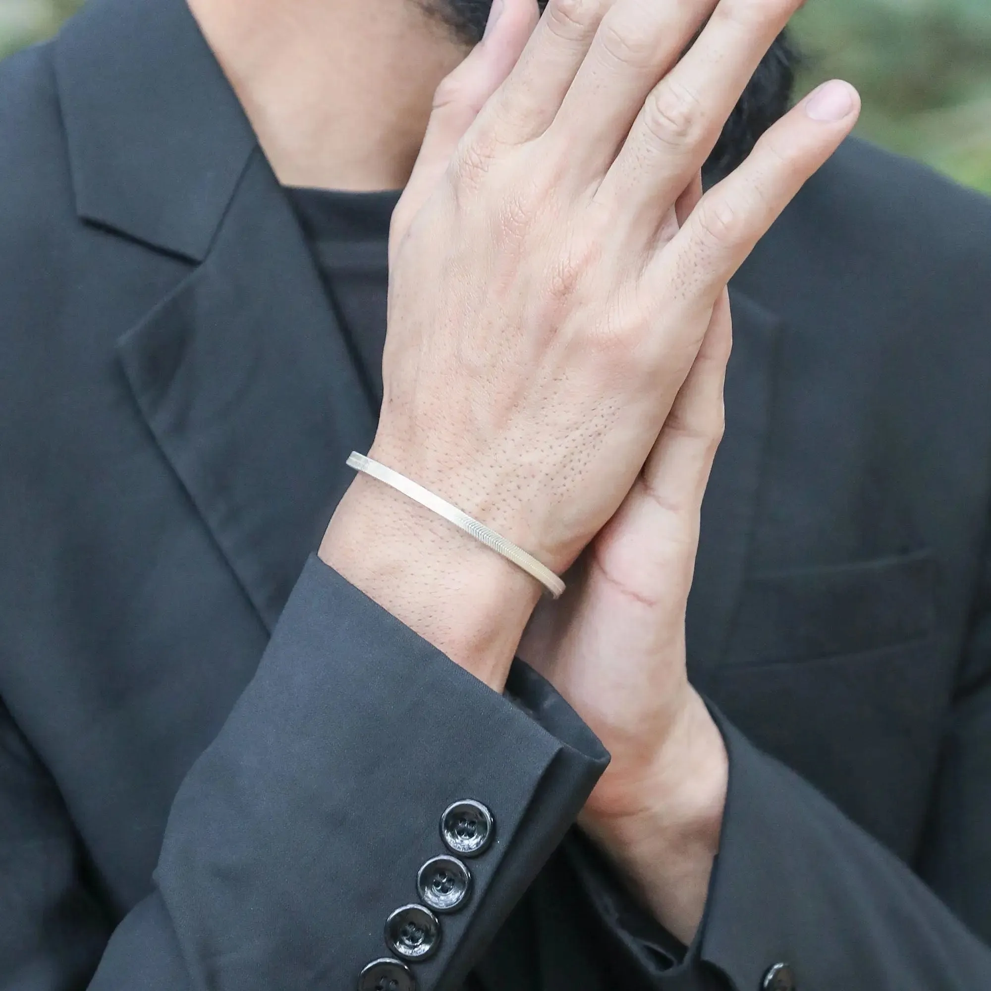 Sleek Flat Chain Silver 92.5 Men's Bracelet