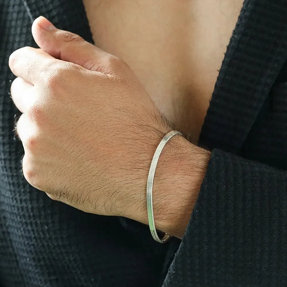 Sleek Flat Chain Silver 92.5 Men's Bracelet