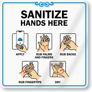 SmartSign “Sanitize Hands Here” ShowCase Sign | 6" x 6" Acrylic, Made in USA