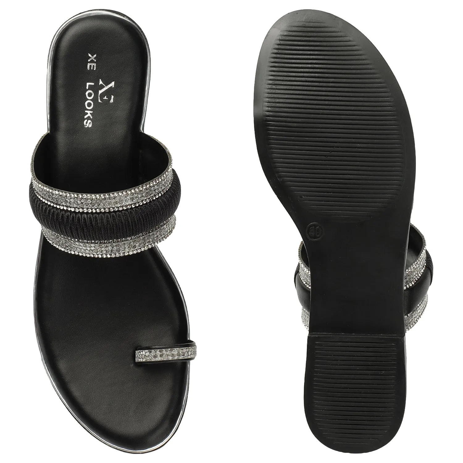 Sophisticated & Sleek Embroidered Design Ethnic Flat Slippers