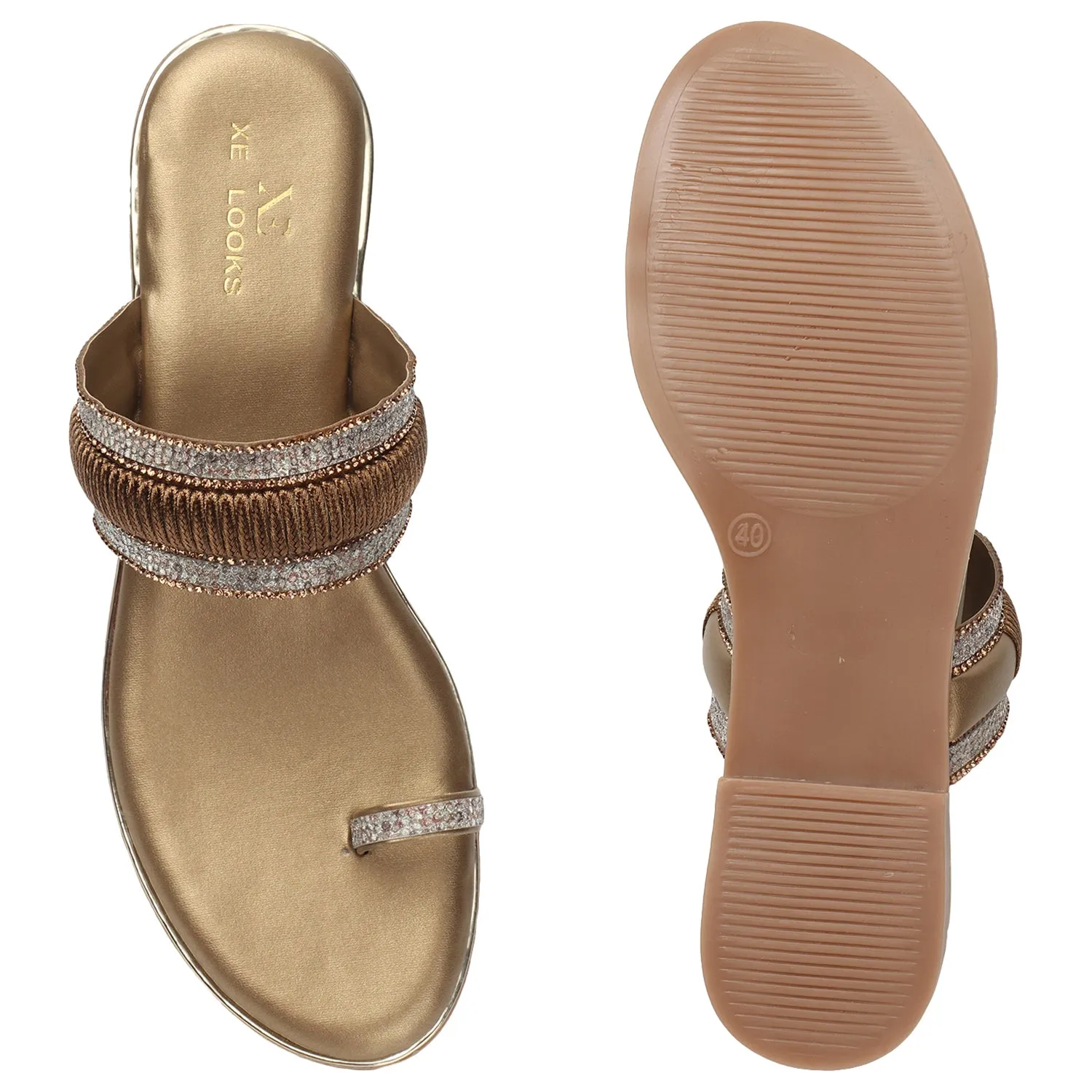 Sophisticated & Sleek Embroidered Design Ethnic Flat Slippers