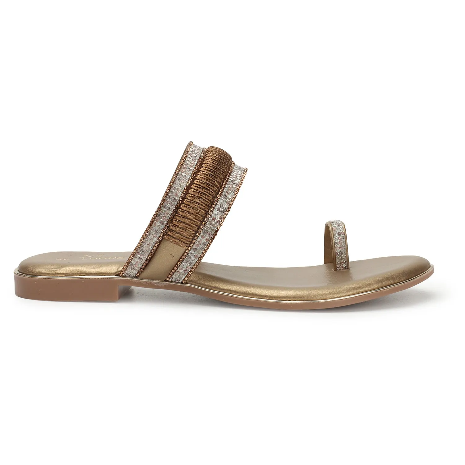 Sophisticated & Sleek Embroidered Design Ethnic Flat Slippers