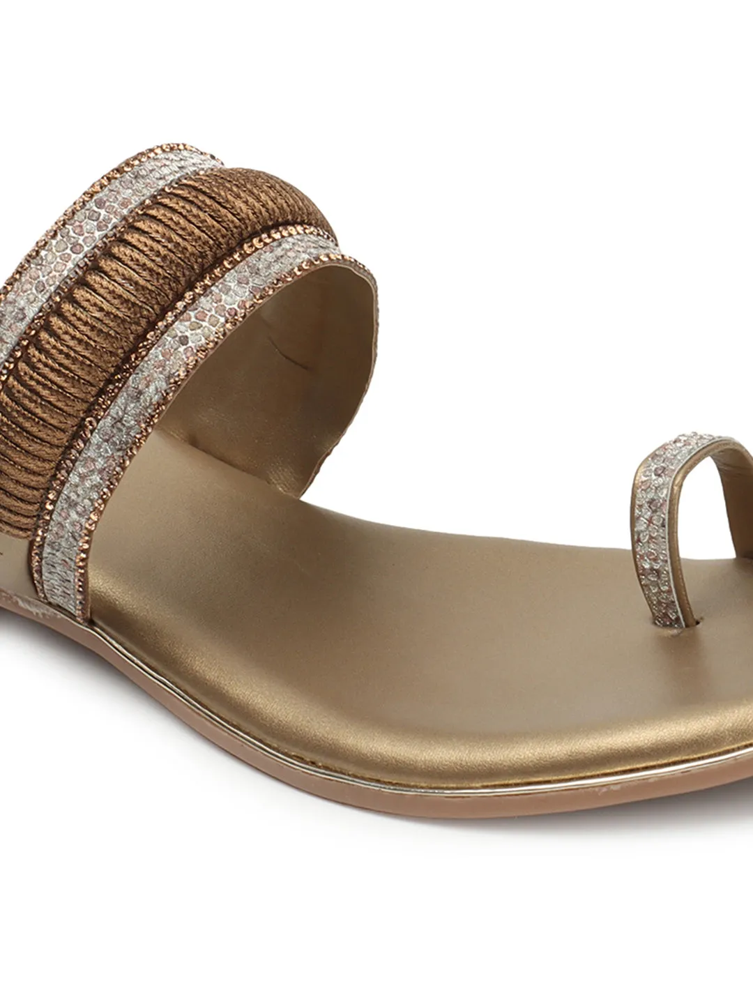 Sophisticated & Sleek Embroidered Design Ethnic Flat Slippers