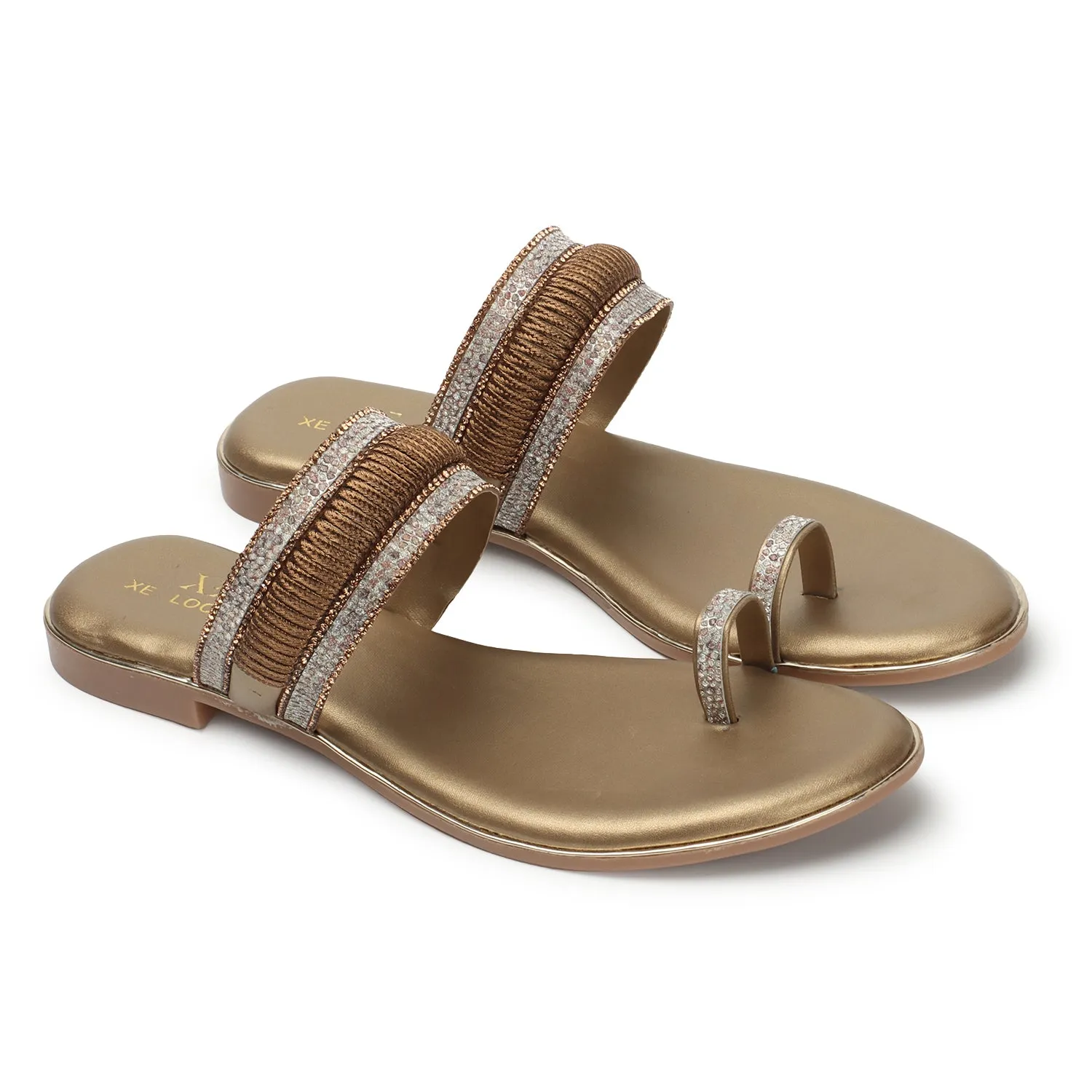 Sophisticated & Sleek Embroidered Design Ethnic Flat Slippers