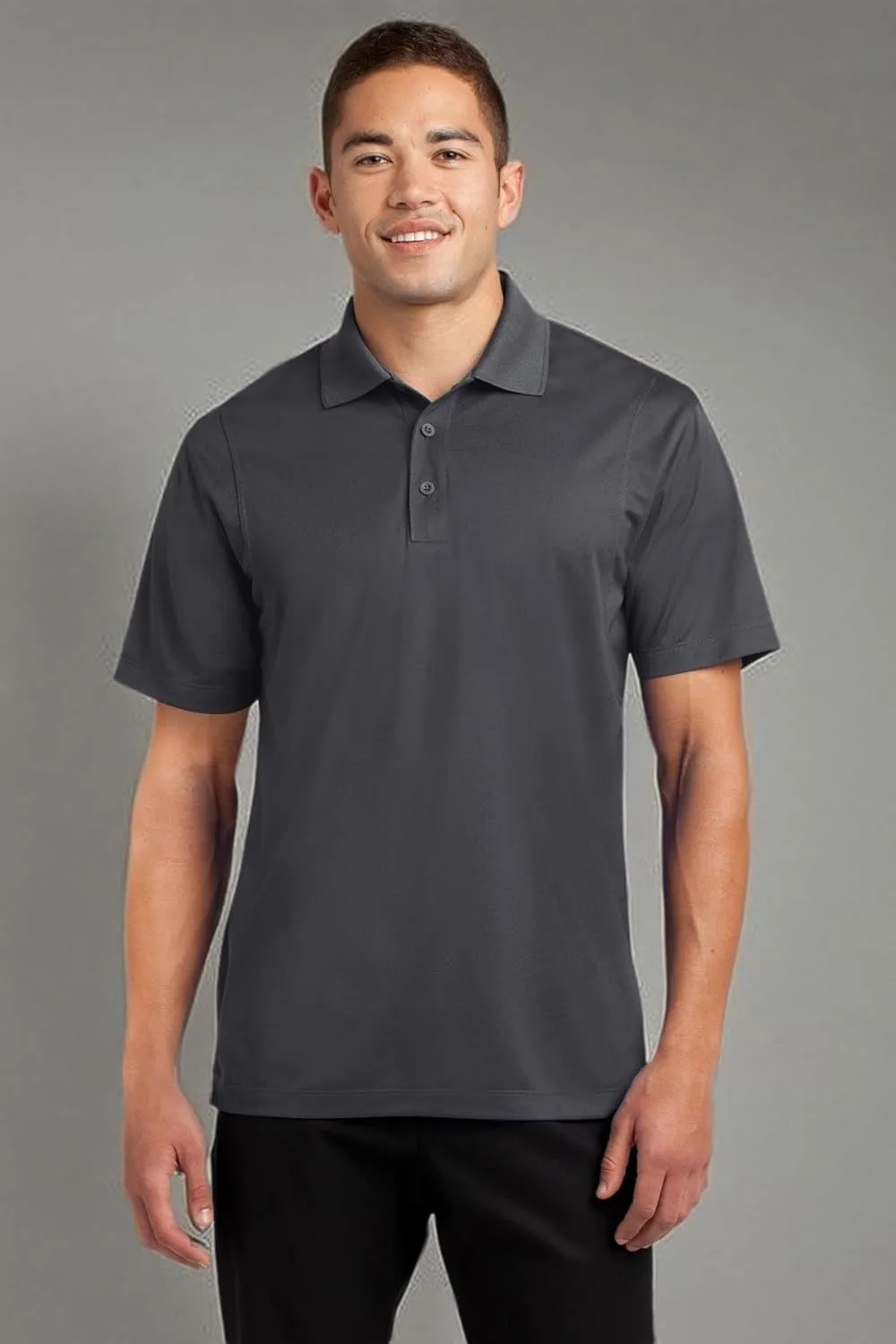 SPORT-TEK Unisex Tall Micropique Sport-Wick Polo | Short Sleeve Collared Shirt for Tall Men & Women, Casual Fit Top for Work, Tennis & Golf Iron Grey