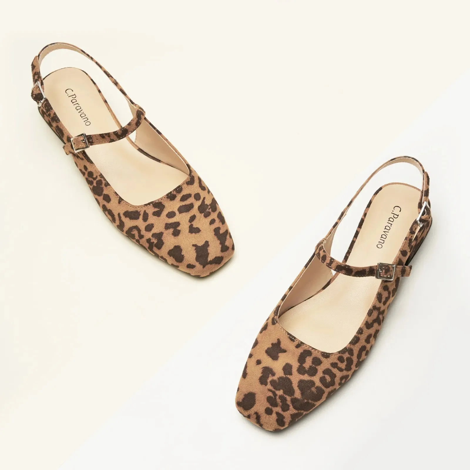 Square-Toe Sleek Slingback Flats (Felicia)