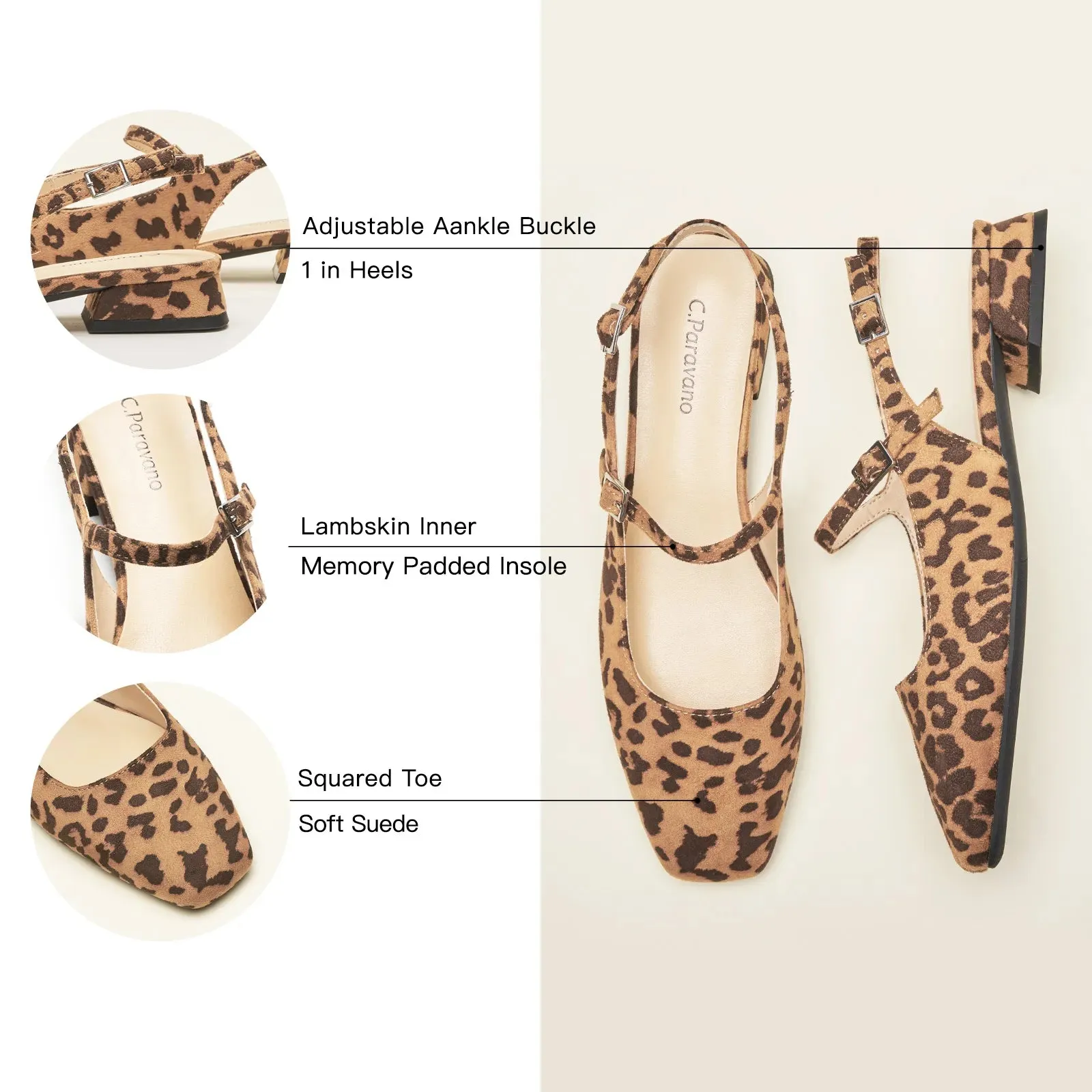 Square-Toe Sleek Slingback Flats (Felicia)