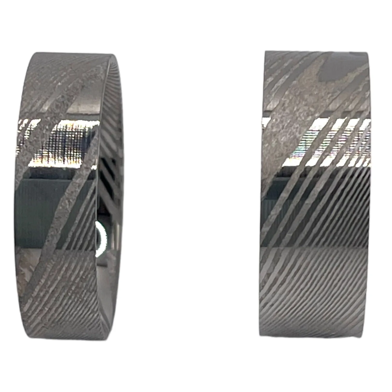 Stainless Damascus flat ring cores