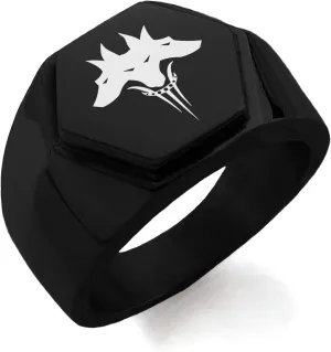 Stainless Steel Greek Mythology Minimalist Oval Top Polished Statement Ring