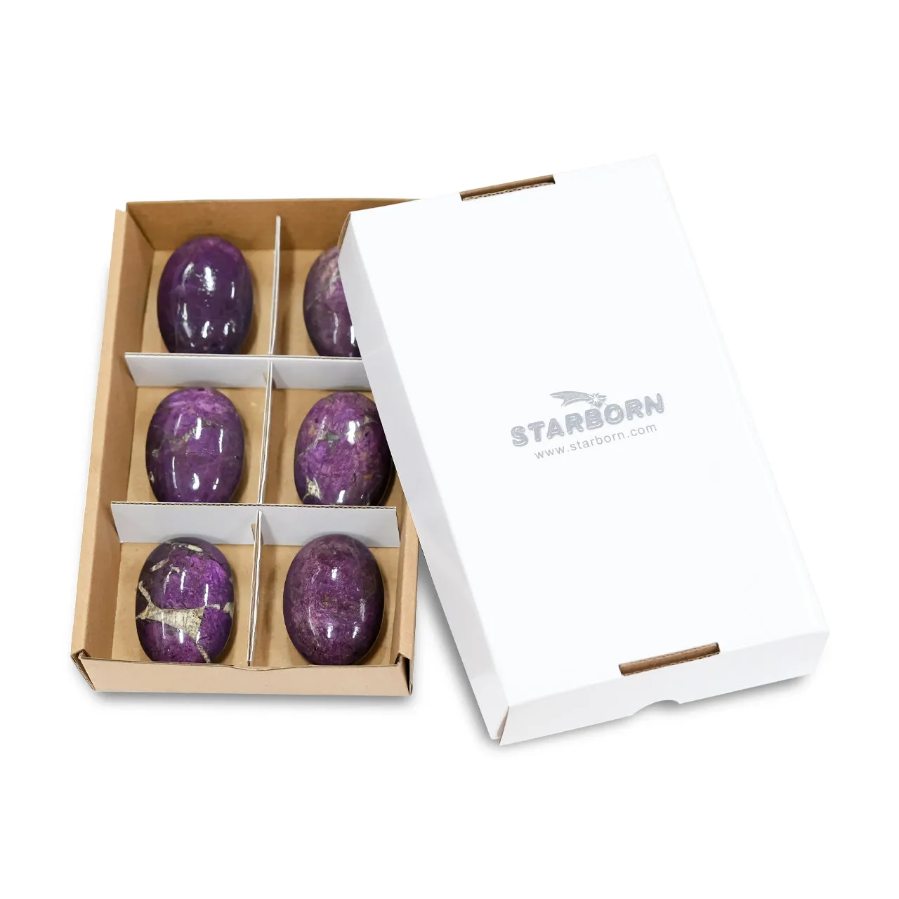 Starborn Purpurite Polished Palm Stone 600 grams - 6 pieces