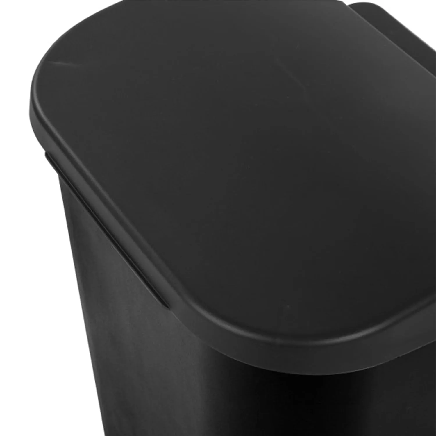 Sterilite 11.3 Gallon D Shape Flat Side Lift Top Lid Wastebasket Trash Can for Kitchen, Home Office, and Garage, or Workspace, Black (12 Pack)