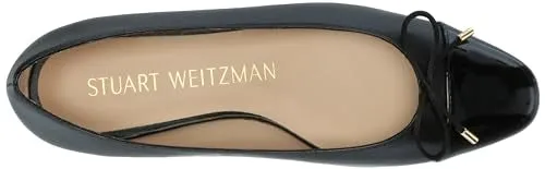 Stuart Weitzman Women's Sleek Bow Flat Ballet, Black, 7