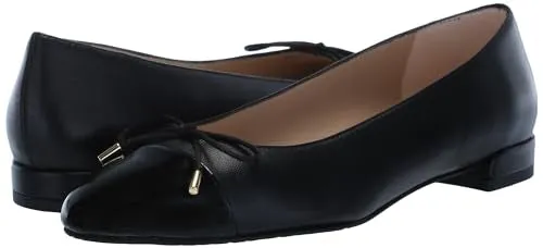 Stuart Weitzman Women's Sleek Bow Flat Ballet, Black, 7