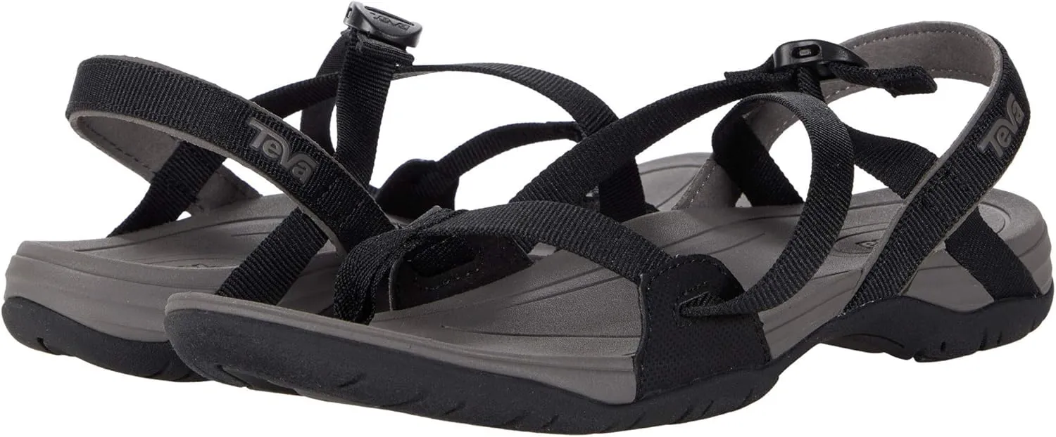 Teva womens Ascona Cross Strap Sandal, Black, 7 US