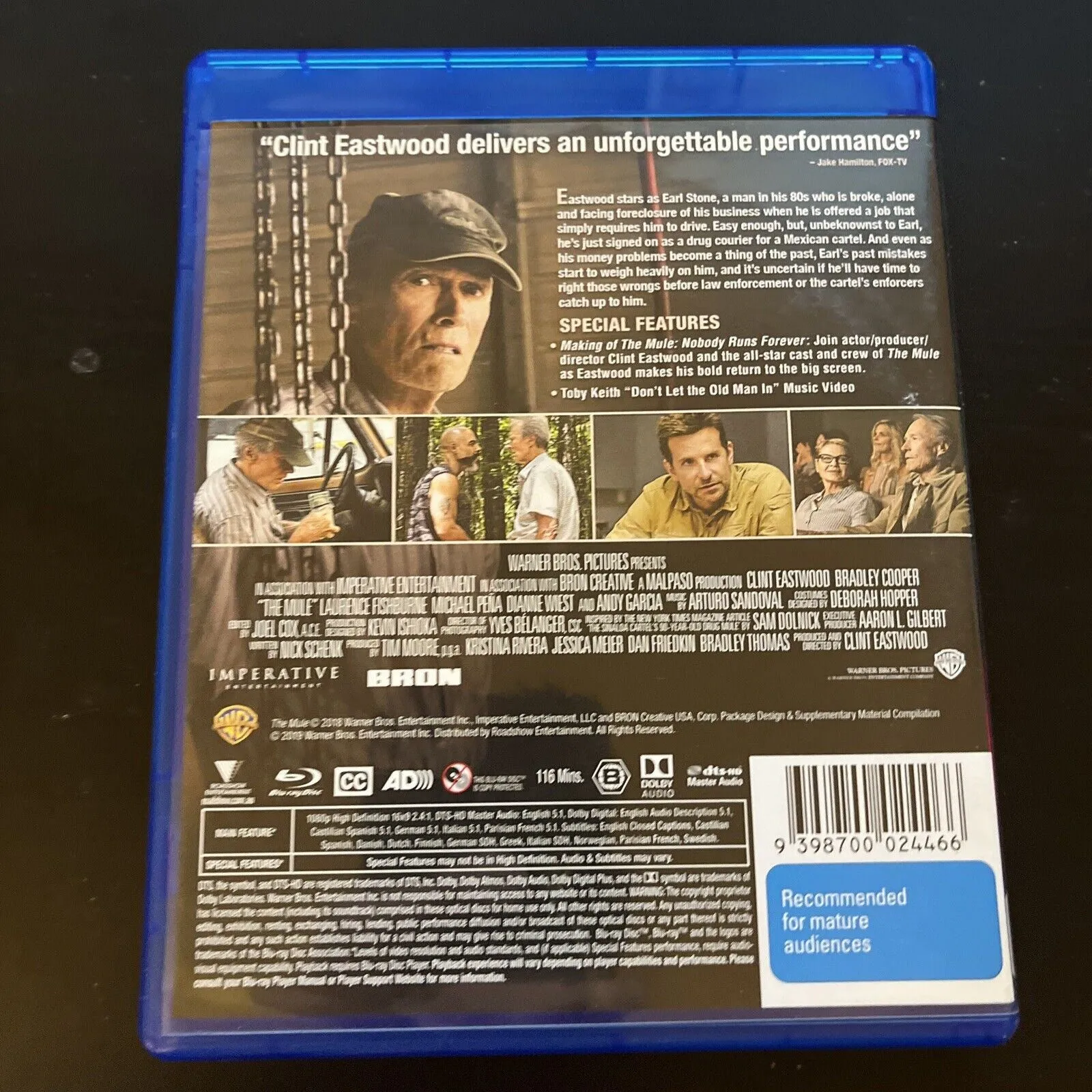 The Mule (Blu-ray, 2018) Clint Eastwood, Andy Garcia, Bradley Cooper Region B
