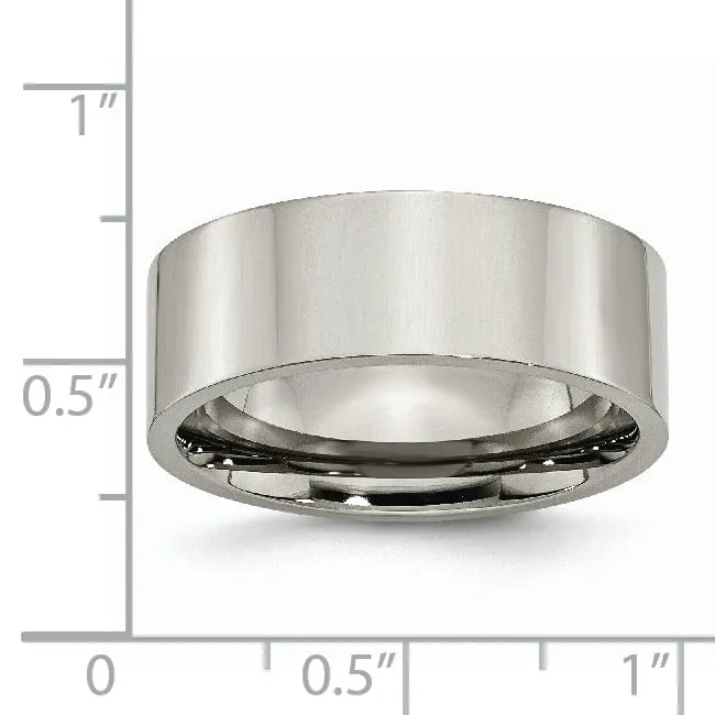 Titanium Polished Flat Wedding Band