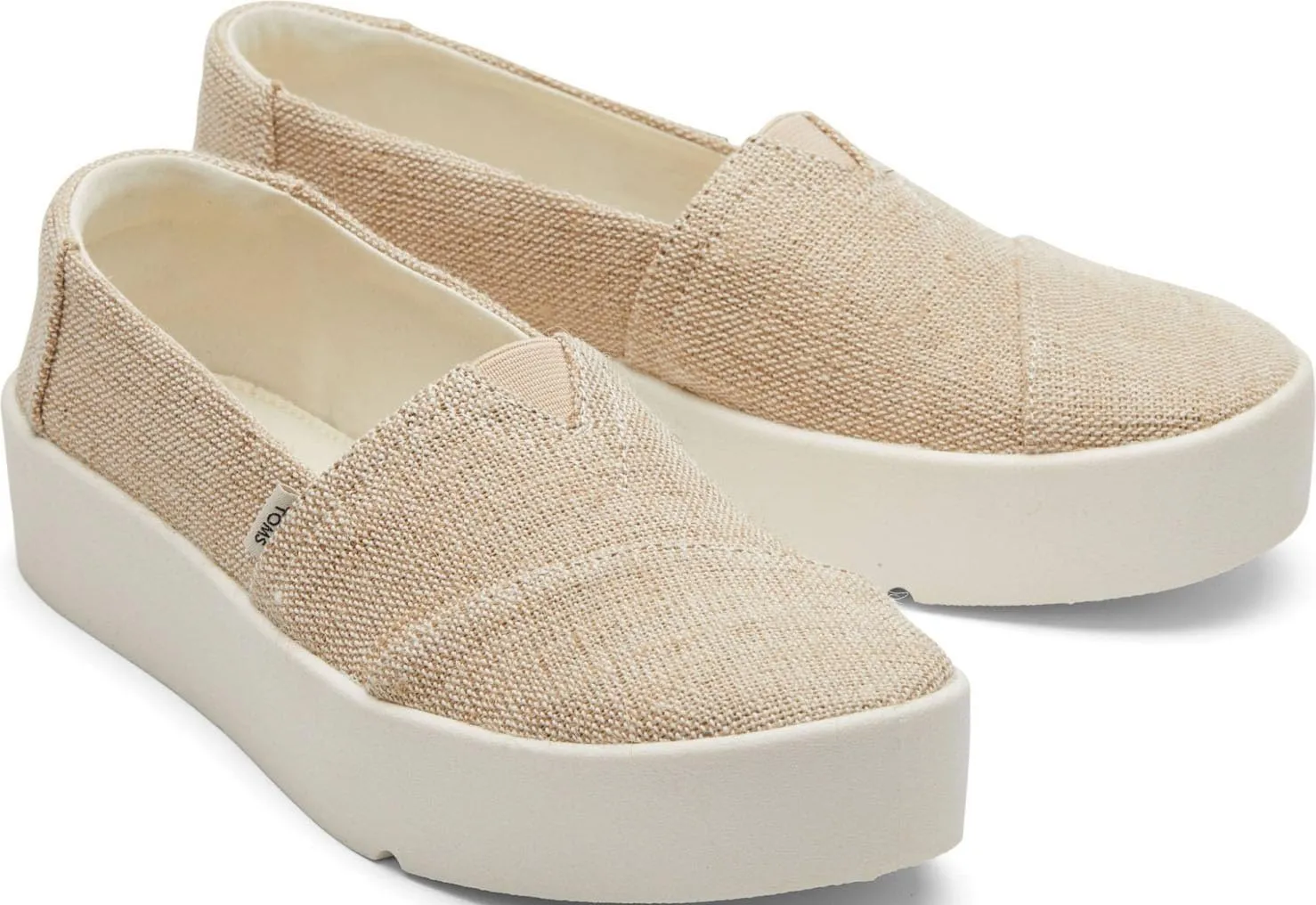 TOMS Womens Verona Heritage Canvas Platform Sneakers Shoes Casual - Beige