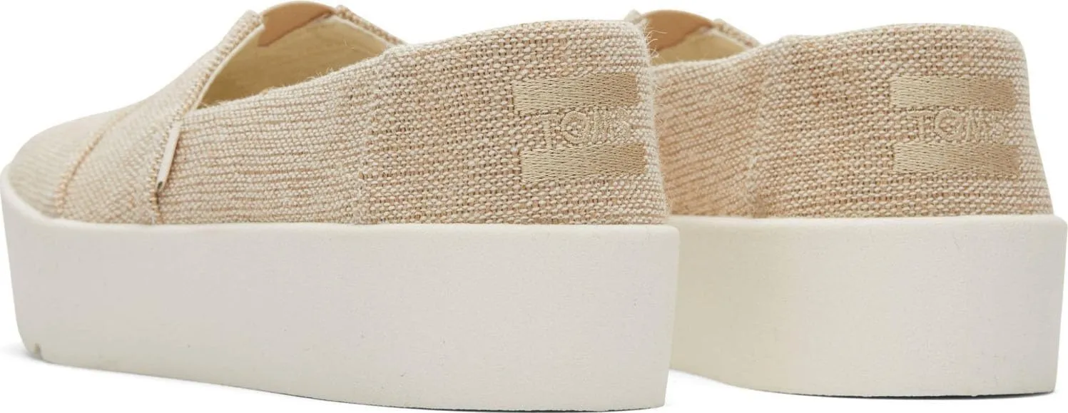 TOMS Womens Verona Heritage Canvas Platform Sneakers Shoes Casual - Beige