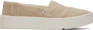 TOMS Womens Verona Heritage Canvas Platform Sneakers Shoes Casual - Beige