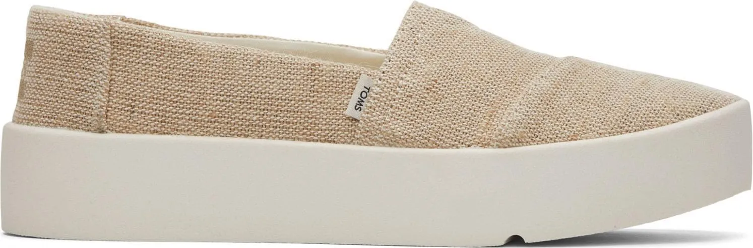 TOMS Womens Verona Heritage Canvas Platform Sneakers Shoes Casual - Beige