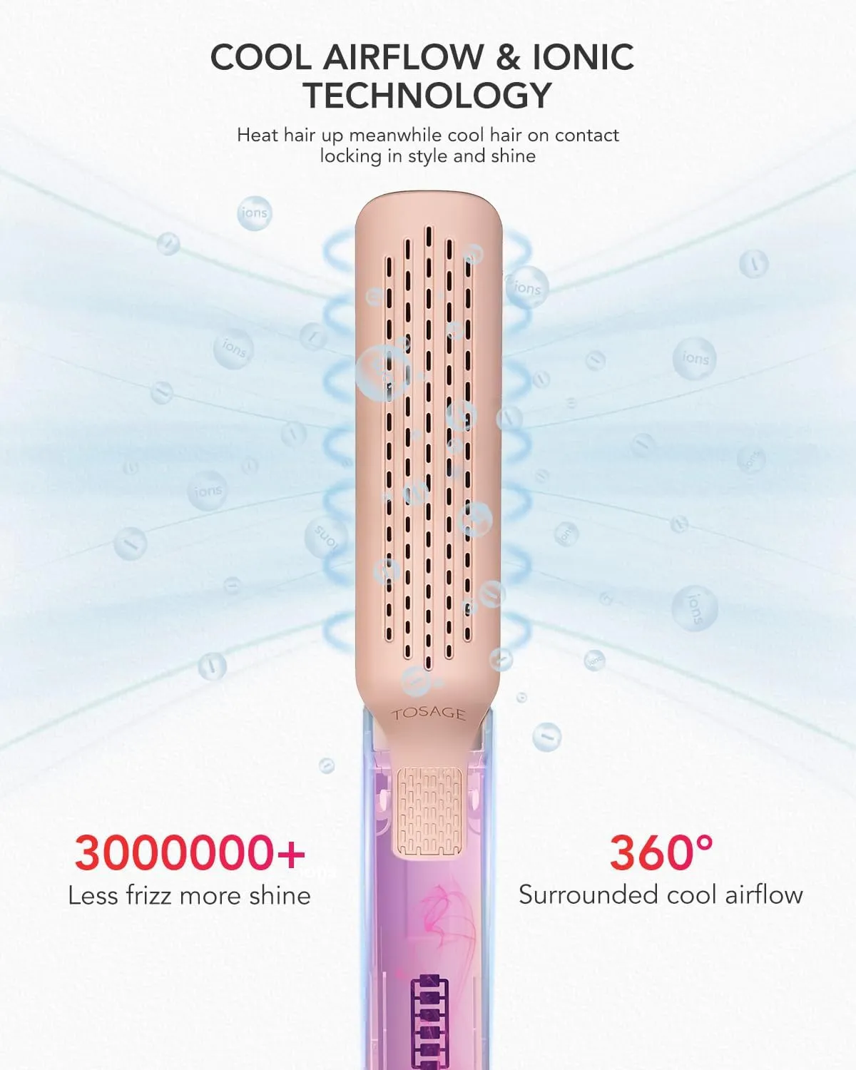 TOSAGE 360°Airflow Styler, 1 1/2 inch Curling Wand & Hair Straightener 2 in 1 with Ionic Cool Air to Lock in Style, Titanium Flat Iron Curler in One with Dual Voltage