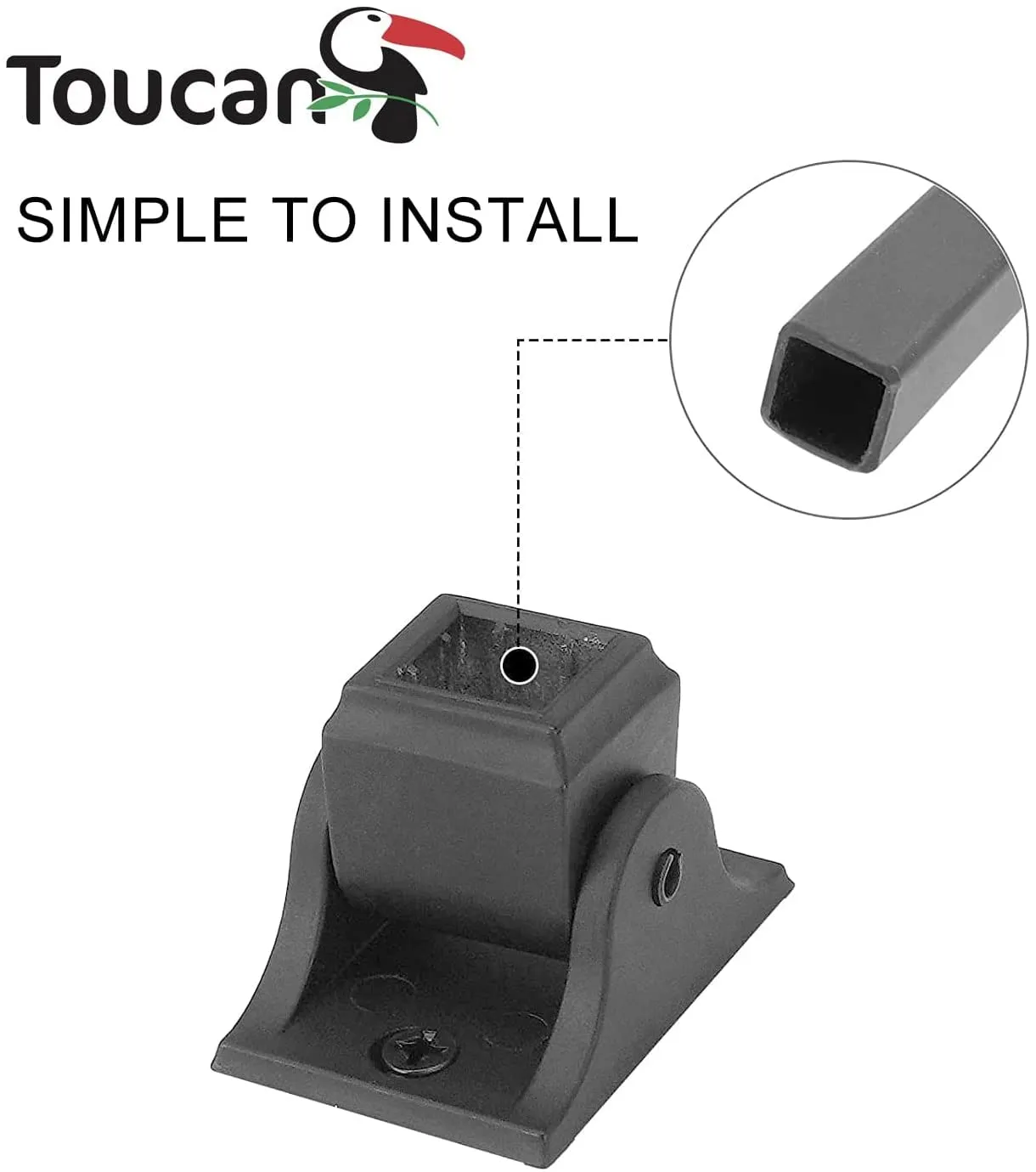 TOUCAN Iron Baluster Shoes - Stair Swivel Shoe with Screw - for 1/2" Square Balusters - Set of 10 (Satin Black)