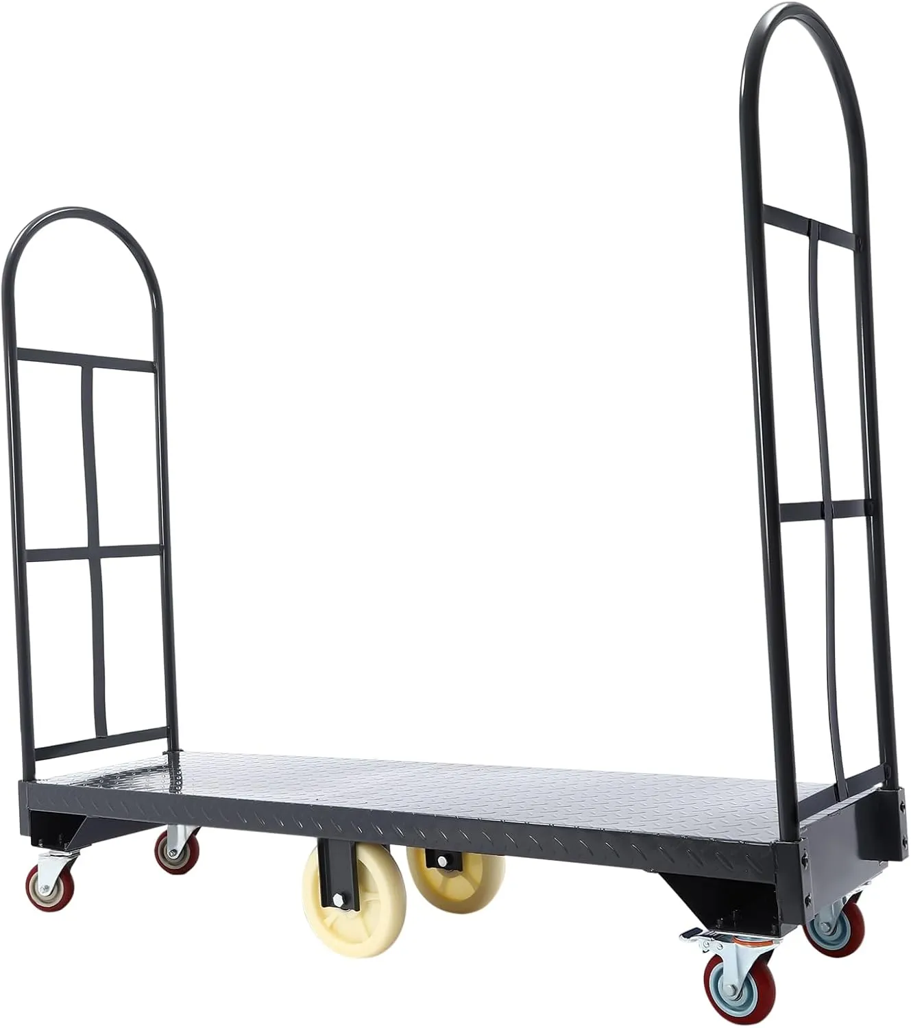 U-Boat Platform Truck Cart, 60" x 16" 2000lbs Heavy Duty Steel Dolly U Boat Cart with Wheels and Removable Handles, Utility Push Cart for Warehouses, Storage Rooms (60" x 16")
