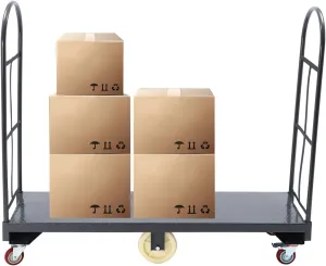 U-Boat Platform Truck Cart, 60" x 16" 2000lbs Heavy Duty Steel Dolly U Boat Cart with Wheels and Removable Handles, Utility Push Cart for Warehouses, Storage Rooms (60" x 16")