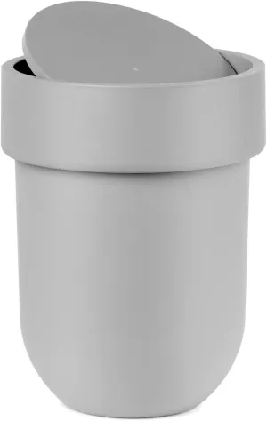 Umbra Touch Waste Can, Small Trash Can with Lid, Swing Lid Waste Basket, Garbage Can with Lid for Washroom/Bathroom, Soft Touch, Matte Gray Finish