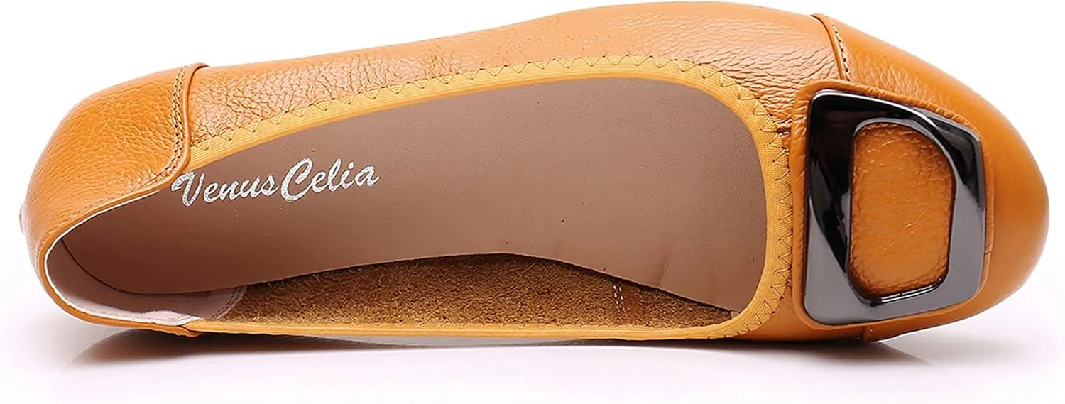 VenusCelia Women's Buckle Dance Flats Shoe