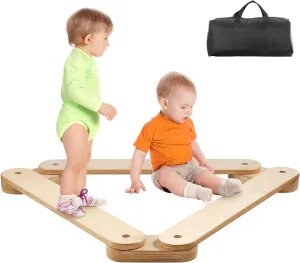 VEVOR Balance Beam Stepping Stones, 3 PCS Wooden Toddler Balance Boards, Montessori Toy for Kids 3-6, Build Coordination and Gross Motor Skills, Gymnastics Course Indoor & Outdoor for Girls Boys Gift