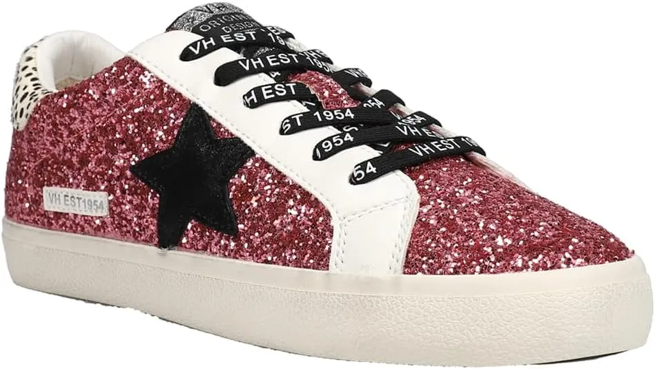 Vintage Havana Womens Flair Glitter Cow Print Slip On Sneakers Shoes Casual - Pink