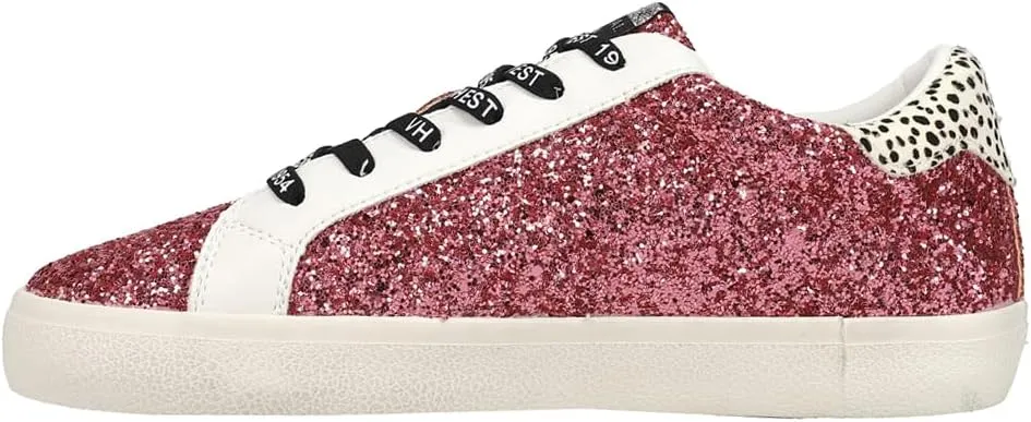 Vintage Havana Womens Flair Glitter Cow Print Slip On Sneakers Shoes Casual - Pink
