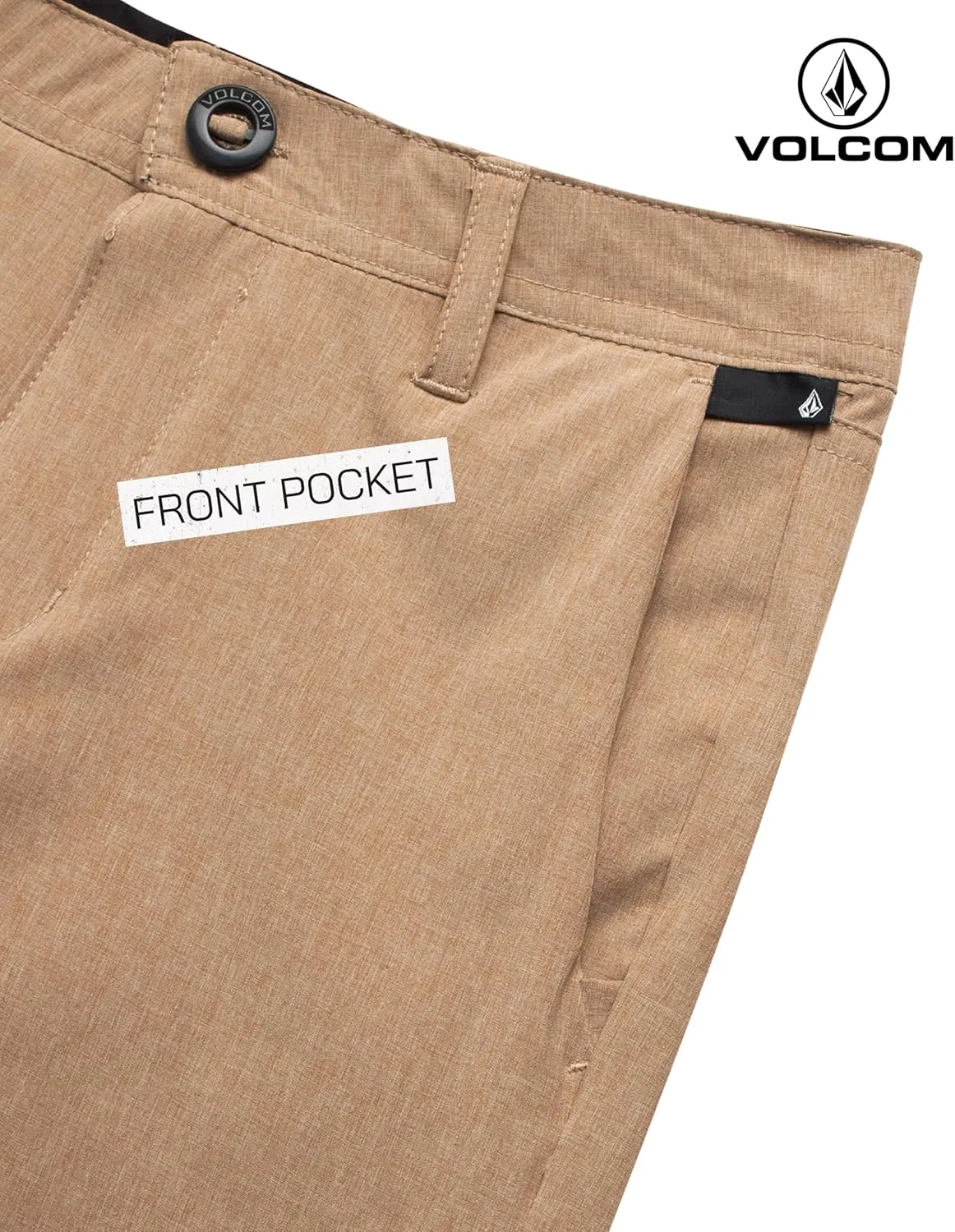 Volcom Boys' Twill Shorts - Stretch Fit Flat Front Chino Golf Uniform Shorts for Boys, Classic Pull-On Style with Belt Loops