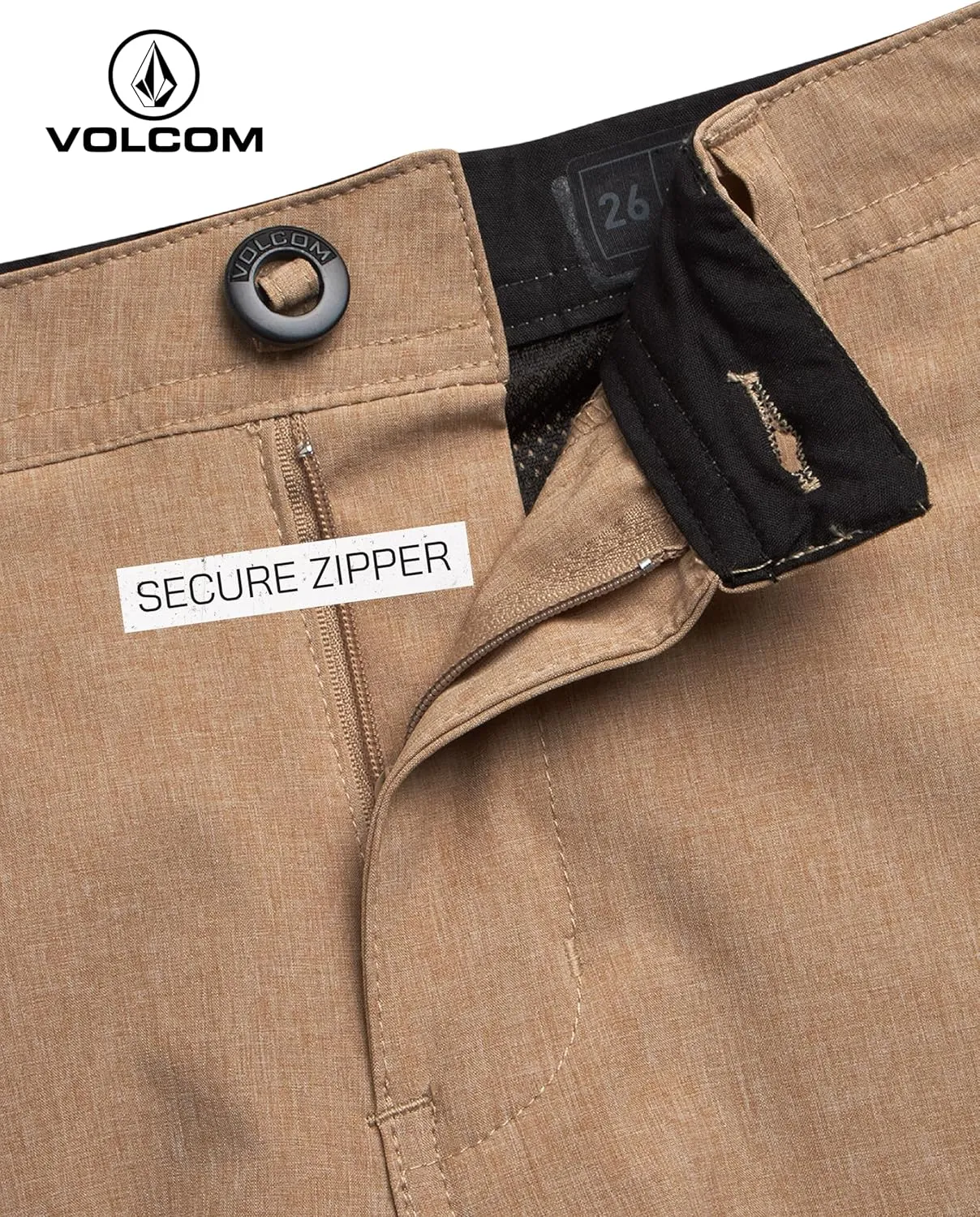 Volcom Boys' Twill Shorts - Stretch Fit Flat Front Chino Golf Uniform Shorts for Boys, Classic Pull-On Style with Belt Loops